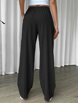 Buy SHEIN EZwear Linen Drawstring Waist Slant Pocket Wide Leg Pants in Pakistan
