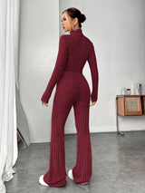 Buy SHEIN EZwear Mock Neck Crop Tee & Flare Leg Trousers in Pakistan
