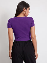 Buy SHEIN EZwear Rib-knit Crop Top in Pakistan