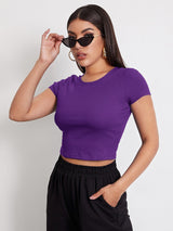 Buy SHEIN EZwear Rib-knit Crop Top in Pakistan