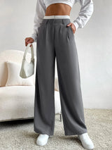 Buy SHEIN EZwear Spring Dress PantsHigh Waist Plicated Detail Wide Leg Suit Pants in Pakistan