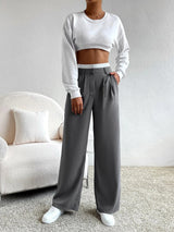 Buy SHEIN EZwear Spring Dress PantsHigh Waist Plicated Detail Wide Leg Suit Pants in Pakistan