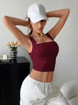 Buy SHEIN EZwear Square Neck Crop Tank Top in Pakistan