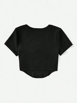 Buy SHEIN EZwear Square Neck Seam Detail Bandana Hem Tee in Pakistan