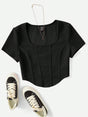 Buy SHEIN EZwear Square Neck Seam Detail Bandana Hem Tee in Pakistan