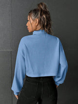 Buy SHEIN EZwear Turtleneck Drop Shoulder Ribbed Knit Crop Tee in Pakistan