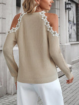 Buy SHEIN Essnce Appliques Cold Shoulder Raglan Sleeve Sweater in Pakistan