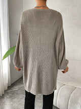 Buy SHEIN Essnce Drop Shoulder Open Front Ribbed Knit Duster Cardigan in Pakistan