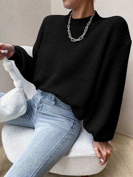 Buy SHEIN Essnce Mock Neck Drop Shoulder Sweater in Pakistan
