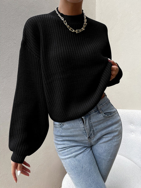Buy SHEIN Essnce Mock Neck Drop Shoulder Sweater in Pakistan