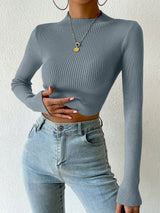 Buy SHEIN Essnce Mock Neck Ribbed Knit Crop Sweater in Pakistan