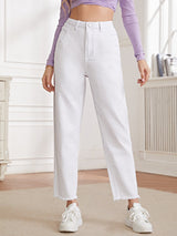 Buy SHEIN Essnce Raw Hem Mom Jeans in Pakistan