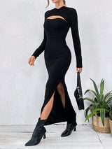 Buy SHEIN Essnce Solid Split Thigh Hooded Bodycon Dress & Super Crop Hooded Dress in Pakistan