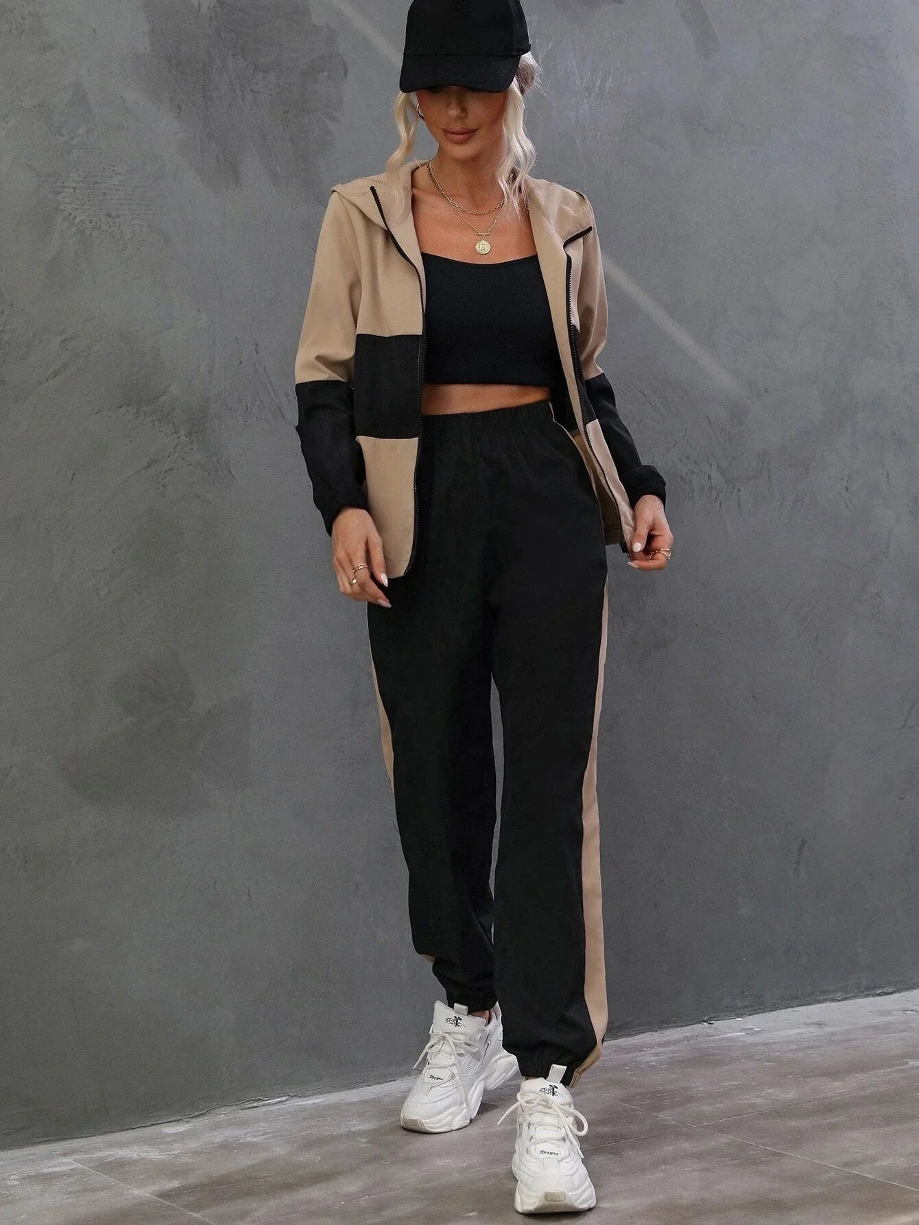 Buy SHEIN Essnce Two Tone Zip Up Hooded Jacket & Pants in Pakistan