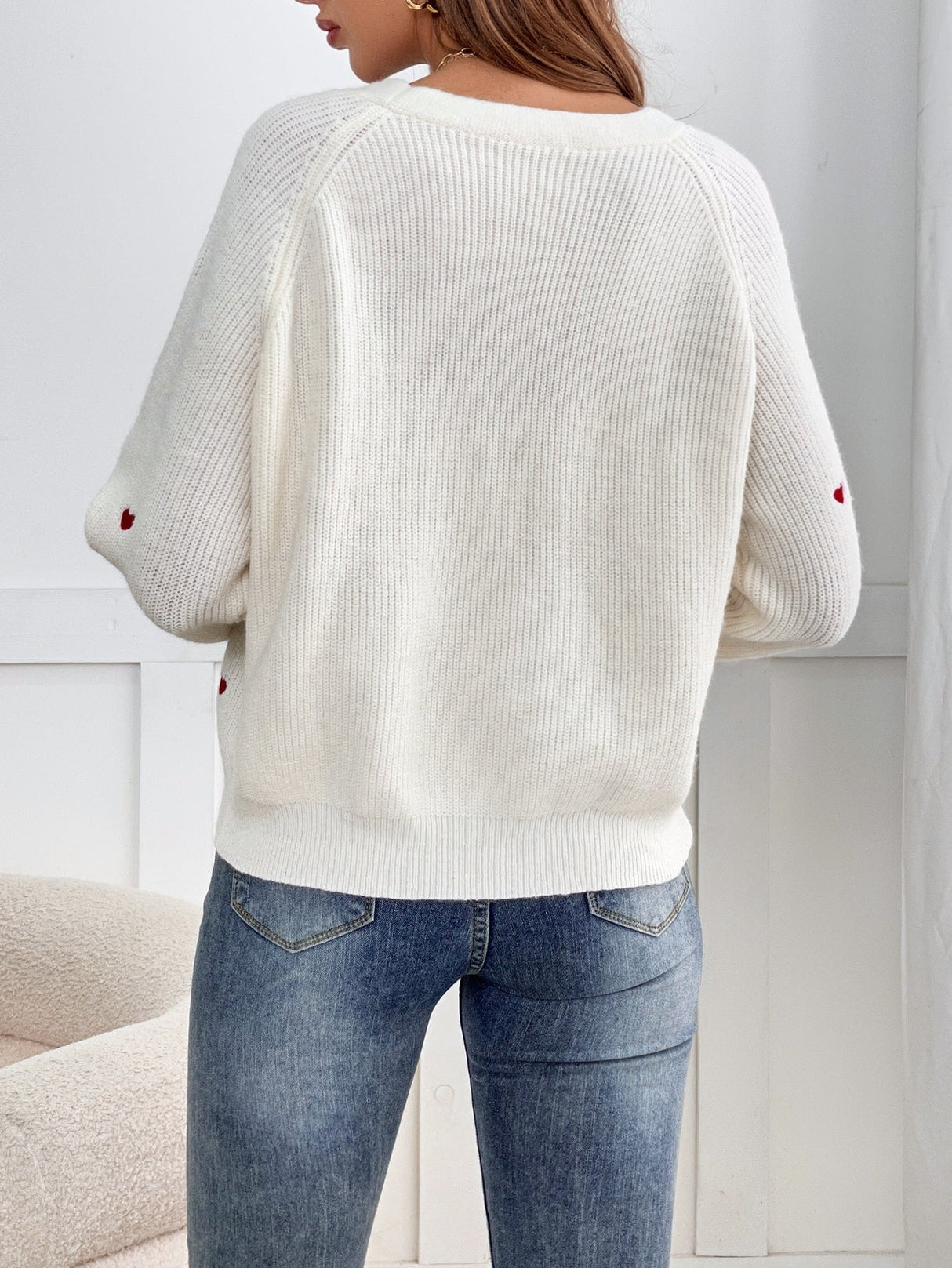 Buy SHEIN Frenchy Heart Embroidery Button Front Cardigan in Pakistan