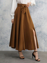 Buy SHEIN Frenchy High Waist Split Thigh Belted Skirt in Pakistan