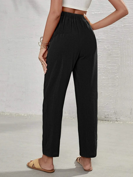 Buy SHEIN Frenchy High Waist Tie Front Tapered Pants in Pakistan