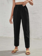Buy SHEIN Frenchy High Waist Tie Front Tapered Pants in Pakistan