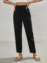 Buy SHEIN Frenchy High Waist Tie Front Tapered Pants in Pakistan