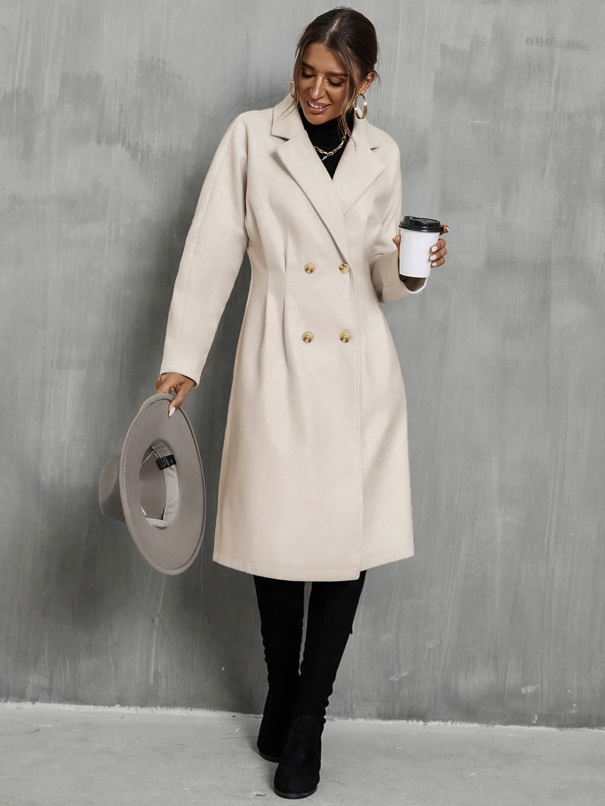 Buy SHEIN Frenchy Plicated Detail Batwing Sleeve Overcoat in Pakistan