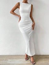Buy SHEIN Glamour Boat Neck Pleated Bodycon Dress in Pakistan