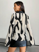 Buy SHEIN ICON Allover Print Flounce Sleeve Spring Shirt in Pakistan