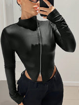 Buy SHEIN ICON Zip Up Asymmetrical Hem Tee in Pakistan