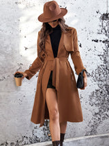 Buy SHEIN LUNE Lapel Neck Belted Slant Pocket Coat in Pakistan