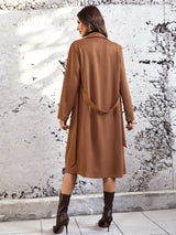 Buy SHEIN LUNE Lapel Neck Belted Slant Pocket Coat in Pakistan