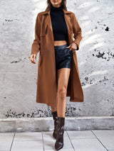 Buy SHEIN LUNE Lapel Neck Belted Slant Pocket Coat in Pakistan