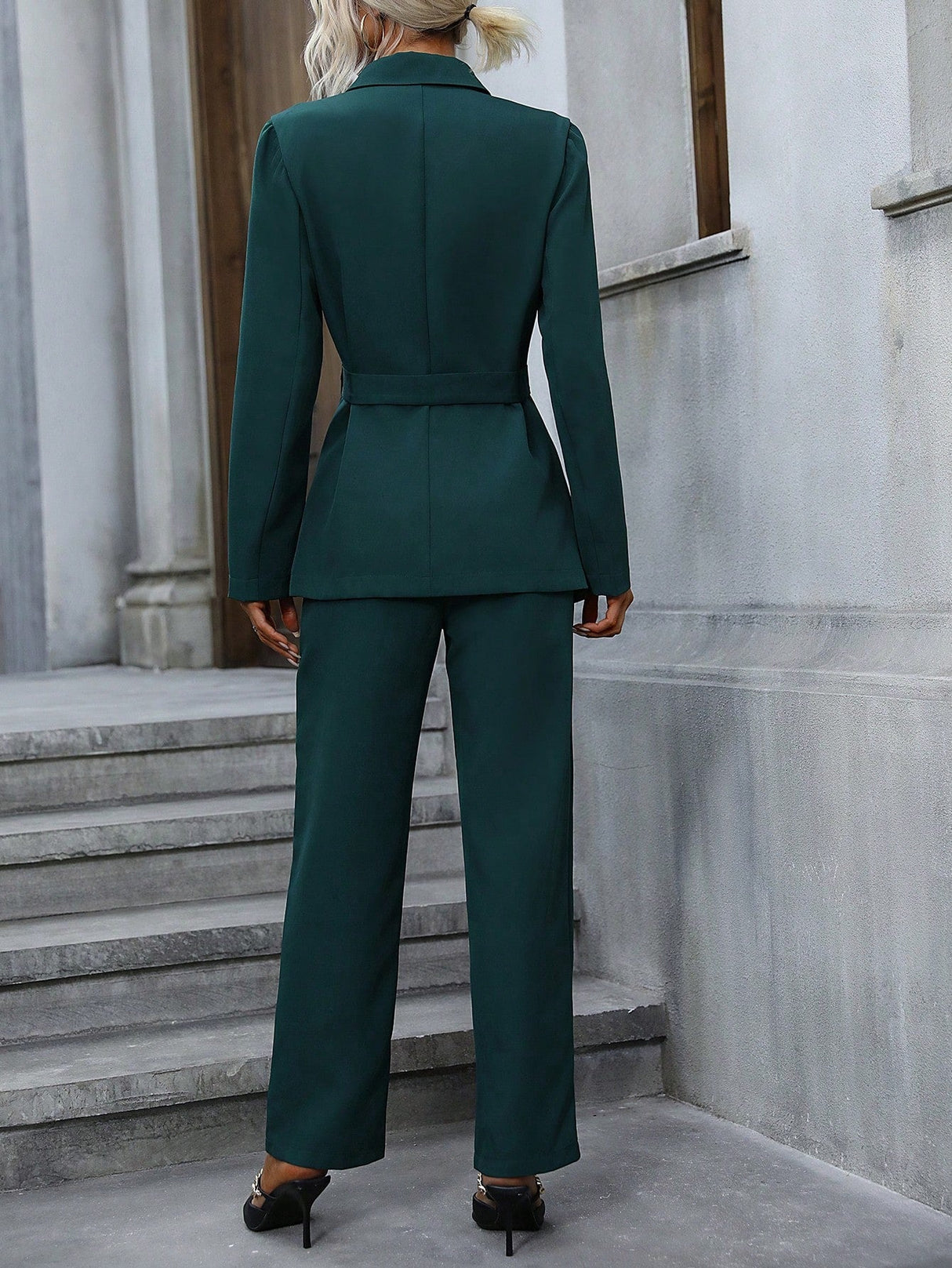 Buy SHEIN LUNE Lapel Neck Pleated Detail Blazer & Pants in Pakistan