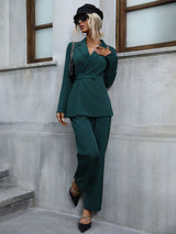 Buy SHEIN LUNE Lapel Neck Pleated Detail Blazer & Pants in Pakistan