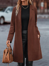 Buy SHEIN LUNE Lapel Neck Slant Pockets Open Front Belted Coat in Pakistan
