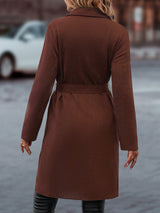 Buy SHEIN LUNE Lapel Neck Slant Pockets Open Front Belted Coat in Pakistan