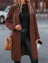 Buy SHEIN LUNE Lapel Neck Slant Pockets Open Front Belted Coat in Pakistan