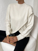 Buy SHEIN LUNE Solid Drop Shoulder Wrap Detail Sweater in Pakistan