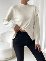 Buy SHEIN LUNE Solid Drop Shoulder Wrap Detail Sweater in Pakistan
