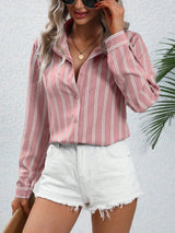 Buy SHEIN LUNE Striped Print Button Front Shirt in Pakistan