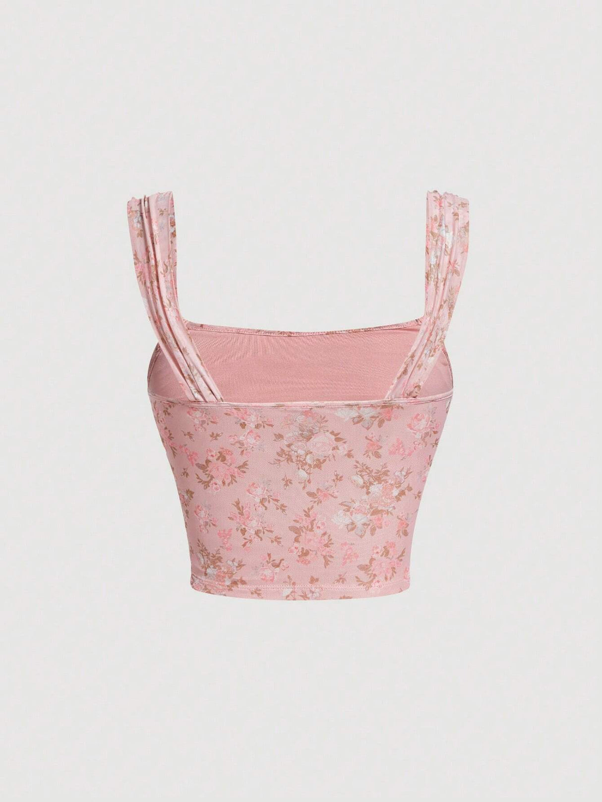 Buy SHEIN MOD Allover Floral Print Ruched Wide Straps Top in Pakistan