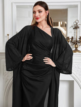 Buy SHEIN Modely Batwing Sleeve Coat & One Shoulder Ruched Dress in Pakistan