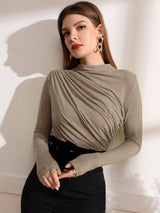 Buy Shein Mock Neck Ruched Tee in Pakistan