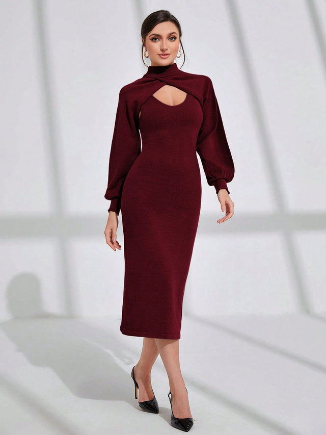 Buy SHEIN Modely Mock Neck Super Crop Sweater & Sweater Dress in Pakistan