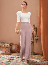 Buy SHEIN Modely Puff Sleeve Square Neck Tee in Pakistan