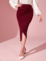 Buy SHEIN Modely Ruched Tulip Hem Skirt in Pakistan