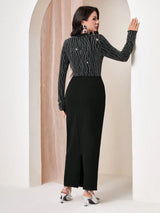 Buy SHEIN Modely Women's Color Block Square Neck Slim Fit Dress in Pakistan