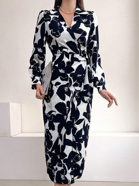 Buy SHEIN Mulvari Women's Floral Print Lantern Sleeve Dress in Pakistan