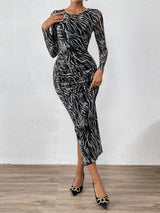 Buy SHEIN Priv̩ Allover Print Ruched Side Bodycon Dress in Pakistan