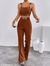 Buy SHEIN Chain Detail Cami Top & Flare Leg Pants in Pakistan