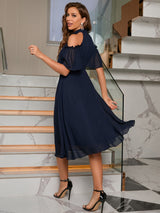 Buy SHEIN Priv̩ Cold Shoulder Frill Trim Chiffon Dress in Pakistan