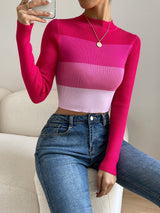 Buy SHEIN Privé Colour Block Mock Neck Sweater in Pakistan